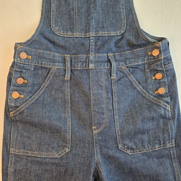 Madewell Flea Market Overalls Dark Denim Flare Leg Adjustable Straps Size Medium - Picture 10 of 11
